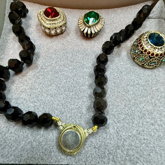 Heidi Daus “Enchante” Beaded Crystal Magnetic Necklace 3 Pendants - Picture 6 of 8